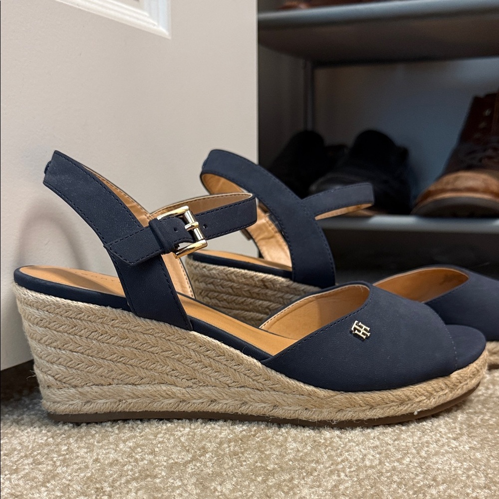 TOMMY HILFIGER Navy Wedge Heel Sandals